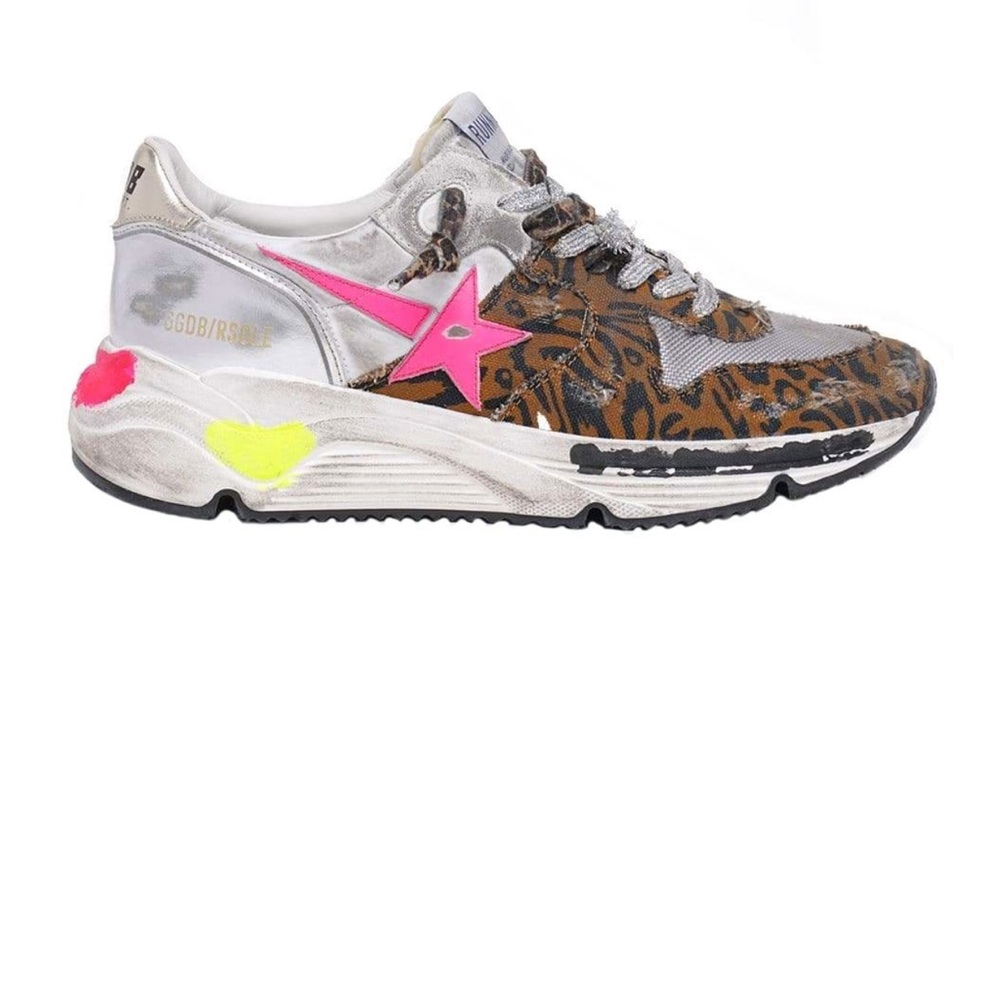 Golden Goose Running Sole Pink and Yellow Fashion Sneakers